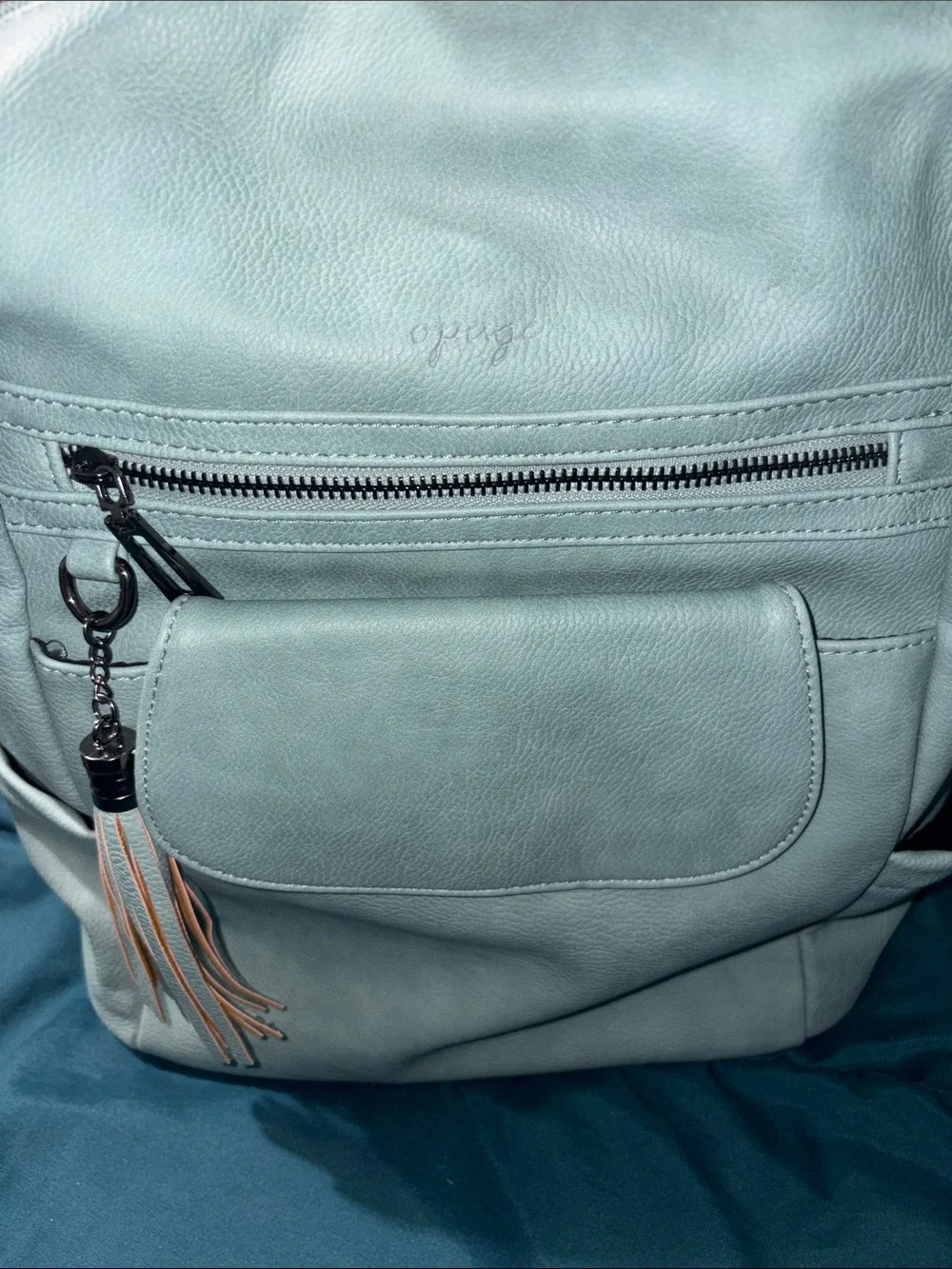 NWT OPAGE Tassel Backpack Purse set  Light Blue Women’s Backpack Tassel Accent
